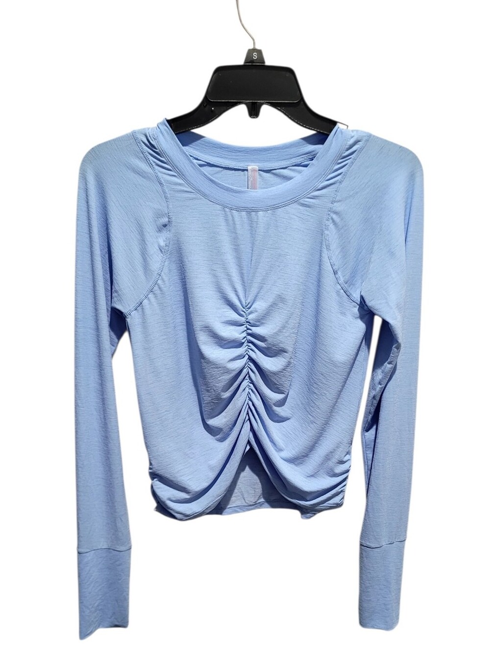 Free People Movement Tempo Ruched Long Sleeve T-Shirt Baby Blue Large